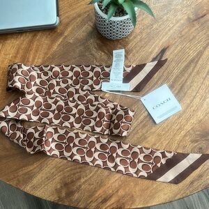 Signature Coach skinny silk scarf brown/tan NWT